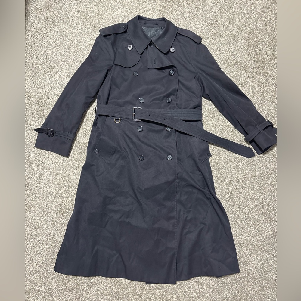 Vintage AQUASCUTUM  Aqua 5 Men's‎ Black Trench Coat Size 40 R Medium